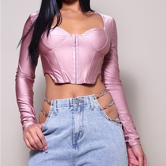 Long Sleeve Corset Top - Picture 3 of 5